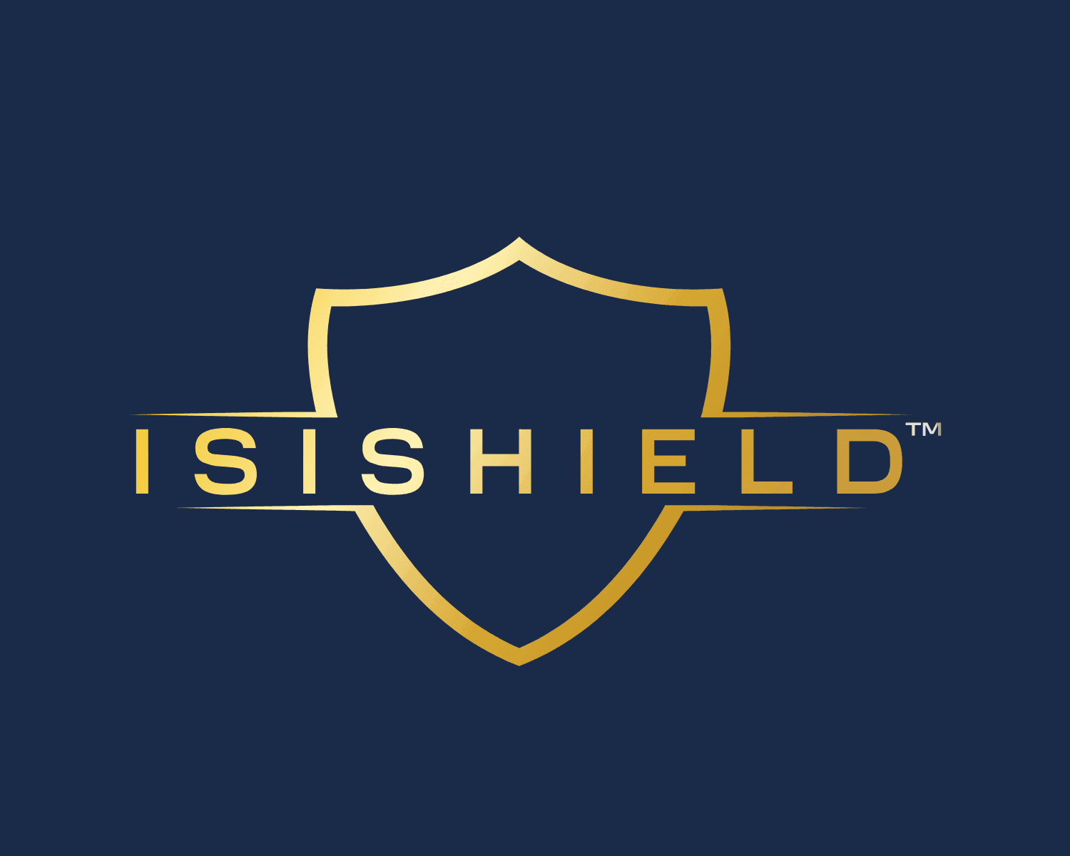 isishield product family logo, gold on navy.
